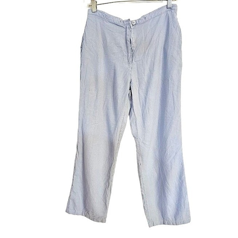 New World Milano Linen‎ Pants Size Small Blue straight leg
